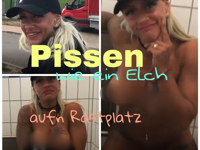 Fit***Sandy Porno Video: pi**e Wasserfall auf dem Rasthofklo