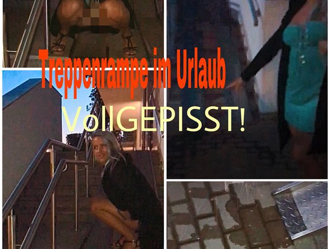 Fit***Sandy Porno Video: Treppenrampe im Urlaub DRAUSSEN vollgeseicht